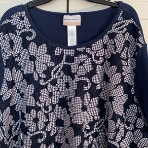 Alfred Dunner 2X Blue Scoop Neck Short Sleeve Top EUC